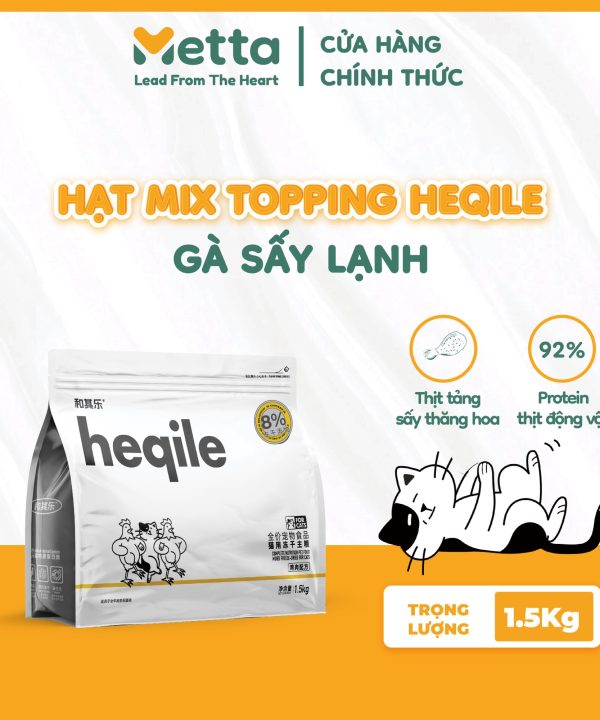 Hạt Mix Topping Heqile Gà Sấy Lạnh Thức ăn Khô Cho Mèo