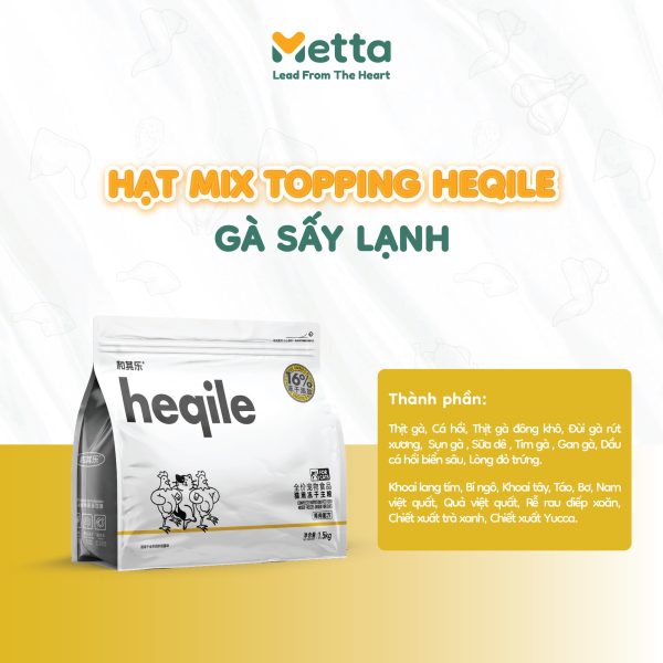 Hạt Mix Topping Heqile Gà Sấy Lạnh Thức ăn Cho Mèo 02